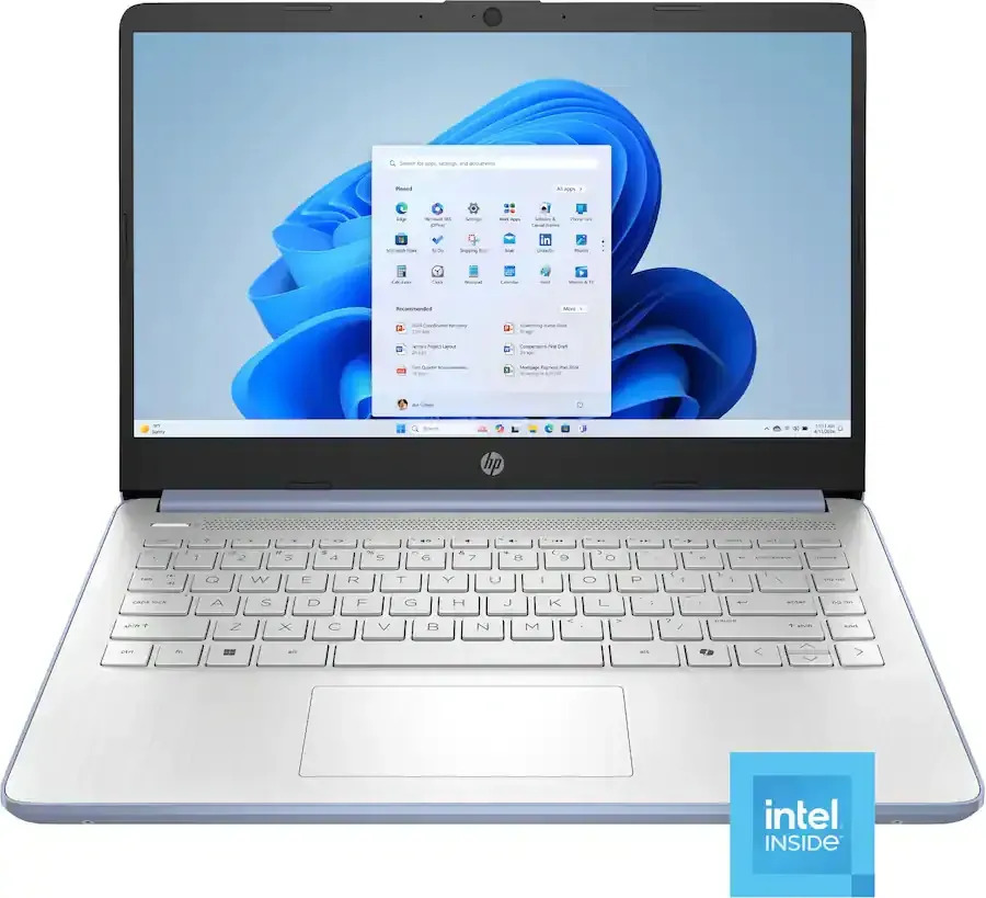 Laptop HP 14 14-dq6102dx Intel N150 4 GB RAM 128 GB UFS pantalla 14 HD antirreflejo Windows 11 Home color Azul cielo (Sky Blue)
