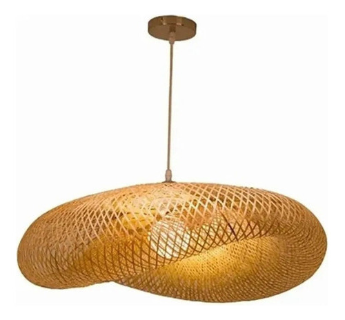 Lámpara Colgante Led Retro Candel 15i Con Tejido De Bambú