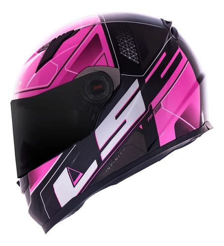 Capacete Ls2 Ff358 Ultra Preto/rosa Promoção Lançamento Novo