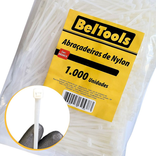 1000 Abraçadeira Fita Hellerman Nylon Branca 280mm X 4,8mm