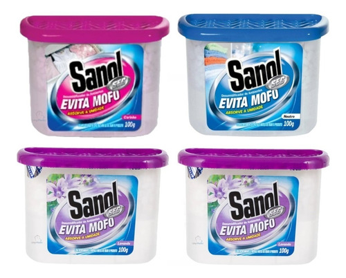 4 Unid. Anti Mofo Sanol 100g Desumidificador Guarda Roupas