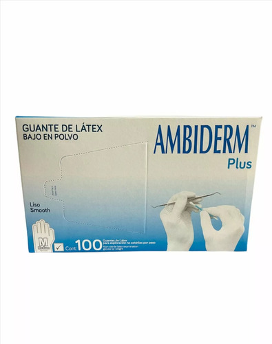 Guantes De Látex No Esteril Ambiderm Plus Mediano Pack 2