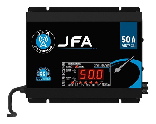 Fonte Carregador Digital Slim Jfa 50a Sci Bivolt Voltímetro