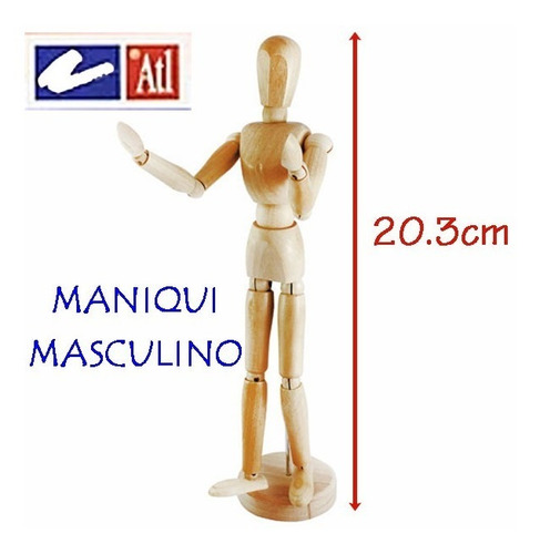 Maniqui Arte Masculino 20.3cm Madera Aritulcado Con Base