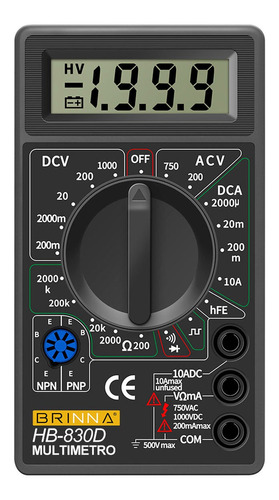 Multimetro Digital Hb-830 Brinna Voltaje Corriente *c*
