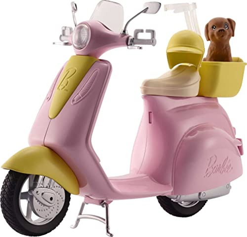 Barbie Scooter Con Cachorro Y Accesorio Para Casco, Ciclomot