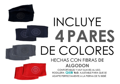 Imagen 4 de 6 de Rodilleras Bebés Gateo, Protección Gateo Pack 4 Rodilleras