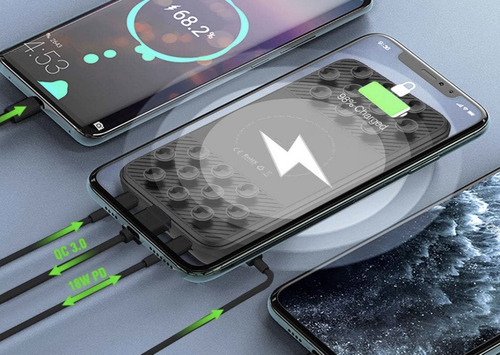 Cargador Portatil Inalambrico Power Bank Tipo C Externo Usb Negro Genérica