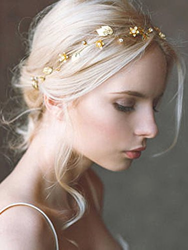 Yean Bride Wedding Hair Vine Headband Gold Leaf Yswp1