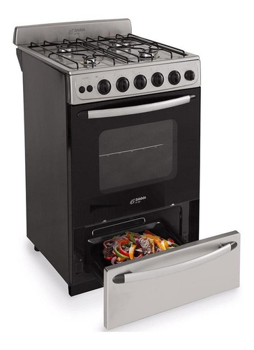Imagen 4 de 4 de Cocina Eslabón de Lujo EFM56NI a gas/eléctrica 4 hornallas inoxidable 220V puerta con visor