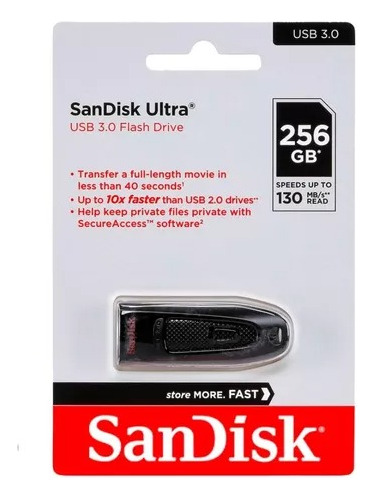 Memoria Usb Sandisk Ultra 256gb 3.0 Negro