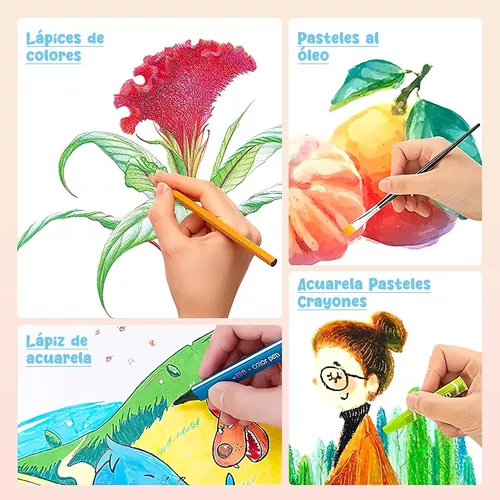 Set De Arte Profesional, Colores Lápices Kit Dibujo 114pcs, Moda de Mujer