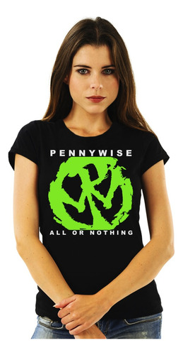 Polera Mujer Pennywise All Or Nothing Punk Impresión Directa