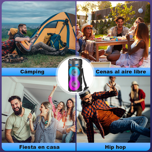 Recargable Subwoofer Portátil Bluetooth Bocina Con Microfono