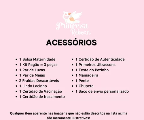 Bebê Reborn 100% Silicone + 23 Itens Bolsa Maternidade - Princesa Reborn