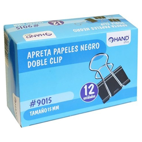 Pack 5 Cajas Apretador Doble Clip 12 Unid 15mm  Hand #9015