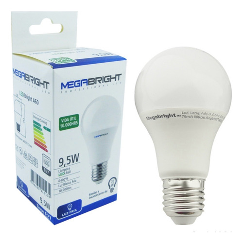 Set X10 Ampolleta Led Megabright 9,5 Watt E-27 A60 Luz Fria
