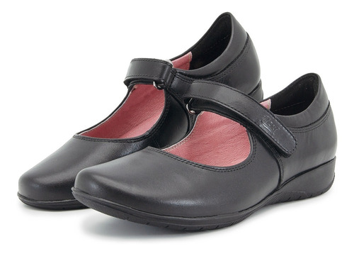 Zapato Escolar Niña Flexi Piel Negro Velcro Ligeros 17-21