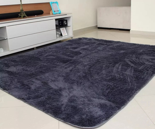 Alfombra Nórdico Decomemu Nordica Pelo Largo Premium Sintético Suave Antialérgico Color Gris - De 140cm X 100cm