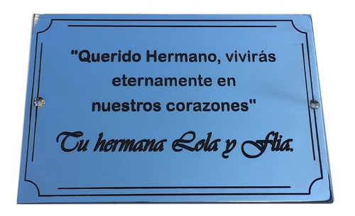 Imagen 9 de 10 de Placa Grabada En Metal Bronce, Homenaje, Recordatoria. 15x10