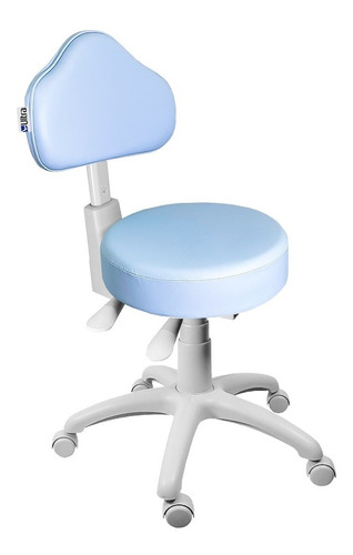 Cadeira Mocho Azul Claro Ergonômico Base Cinza