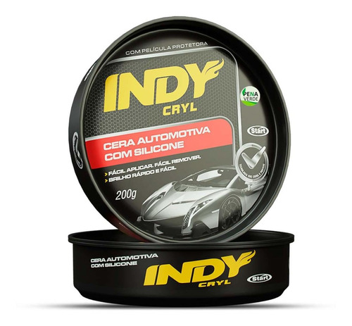 Cera Automotiva Com Silicone Indy Cryl 200g Brilho Proteção