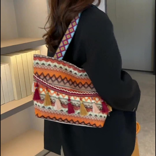 Bolso De Mano Bohemio Con Borlas Para Mujer, Estilo Casual