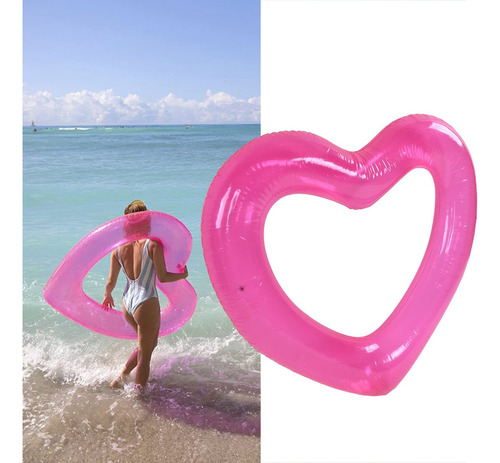 Flotador De Piscina En Forma De Corazón Rosa Para Verano