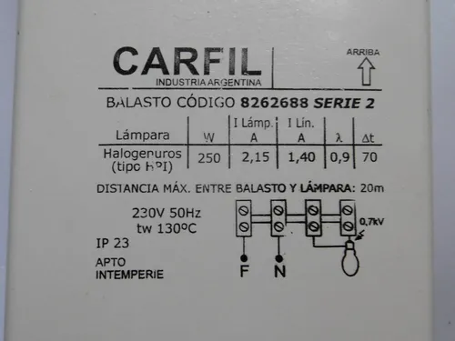 Balasto P. Lampara De Mercurio Halogenado Hpi 250w