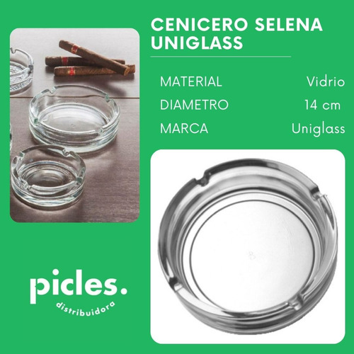 Imagen 3 de 7 de Cenicero Vidrio 14 Cm Selena Uniglass X 1 Unidad
