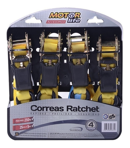 Set De 4 Correas Ratchet Motorlife /30075