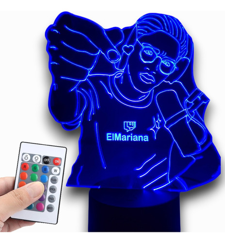 Lampara Led Elmariana Streamer Regalo Fan + Control16colores Negro