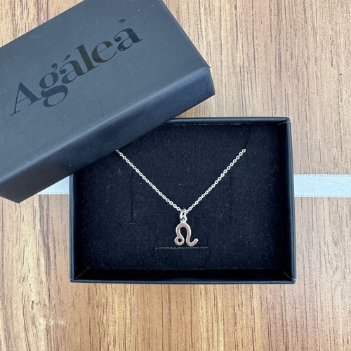 Collar Dije Zodiaco Plata .925 De 45 Cm Mujer Hombre Agálea Color Leo