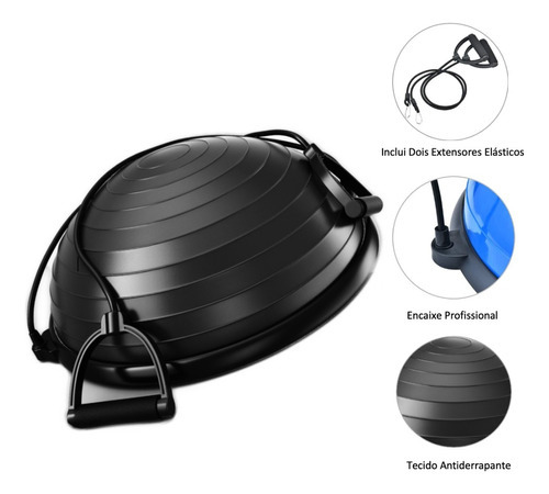 Bosu Balance Dome Ball para pilates, yoga y deportes, media pelota suiza, color negro