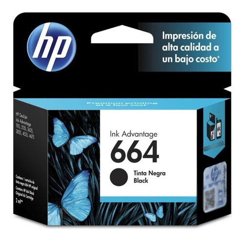 Imagen 1 de 8 de Cartucho Hp 664 Negro F6v29al Orig. 2675 2135 3635 3775 4675