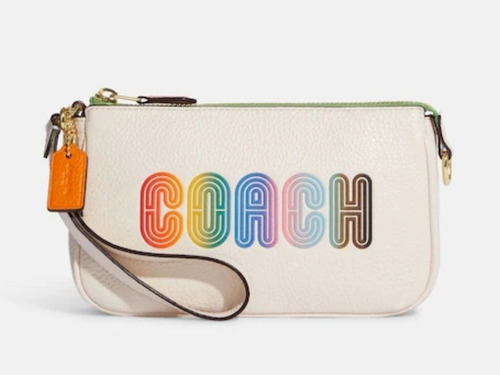 Coach Bolsa Muñequera Multi Rainbow Arcoiris En Piel 