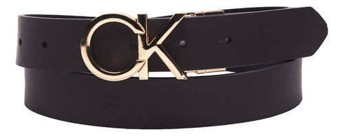 Calvin Klein Cinturon Para Mujer 13cke10001 Color Black/Brown Diseño de la tela Lisa Talla L
