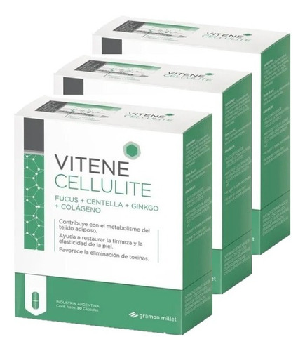 Combo X3 Vitene Cellulite 30 Caps Sabor Sin Sabor