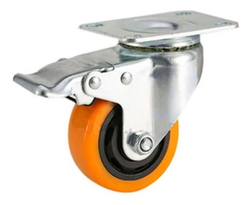 Imagen 1 de 4 de Rueda Giratoria Nylon Con Freno Naranja 125mm Nebraska