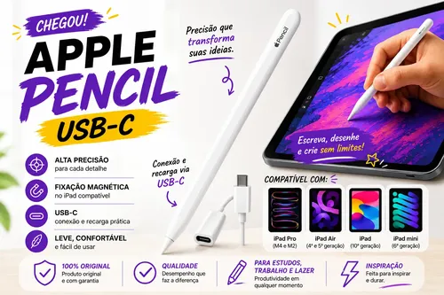 Caneta Apple Pencil Usb-c | Parcelamento sem juros
