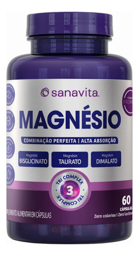 Magnésio Tri Complex Premium Sanavita 60 Caps