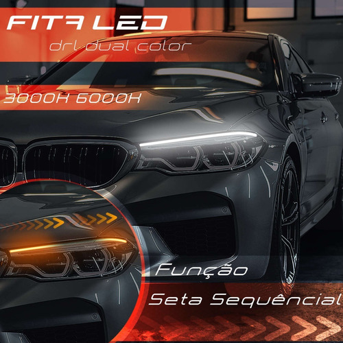 Imagem 4 de 5 de Fita Led Drl Diurna Farol Seta 60cm Carro