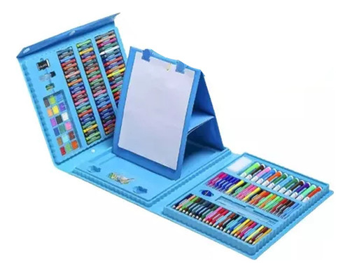 Set 208 Pzs Maleta Arte Niños Caballete Color Crayon Pintura