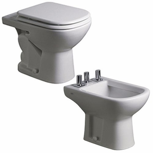 Juego Baño Ferrum Sanitarios Inodoro Corto Bidet Bari