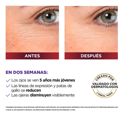 Serum de Ojos Revitalift Loreal Paris Ácido Hialurónico 20ml