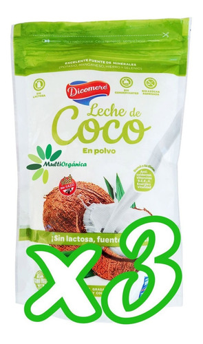 Leche De Coco En Polvo X 150gr - Dicomere - Pack X 3