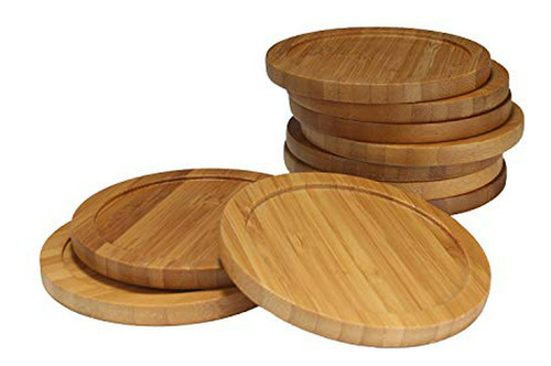 Juego De Posavasos De Bambú Natural - Set De 4 - 3.75  - Red