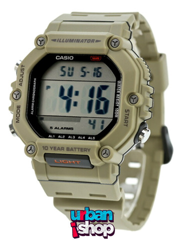 Reloj Casio Ae 1600h 5a Cronometro Alarma Caratula 54 Mm Beige Beige