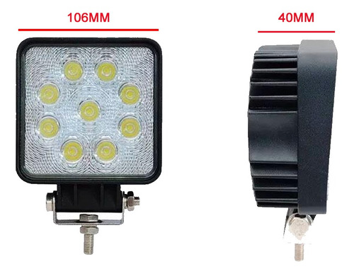 Faro Caminero Auto Camionetas. Rectangular. 9led 106mm