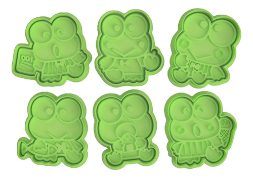 Set De 6 Cortadores De Galletas Keroppi Hello Kitty.